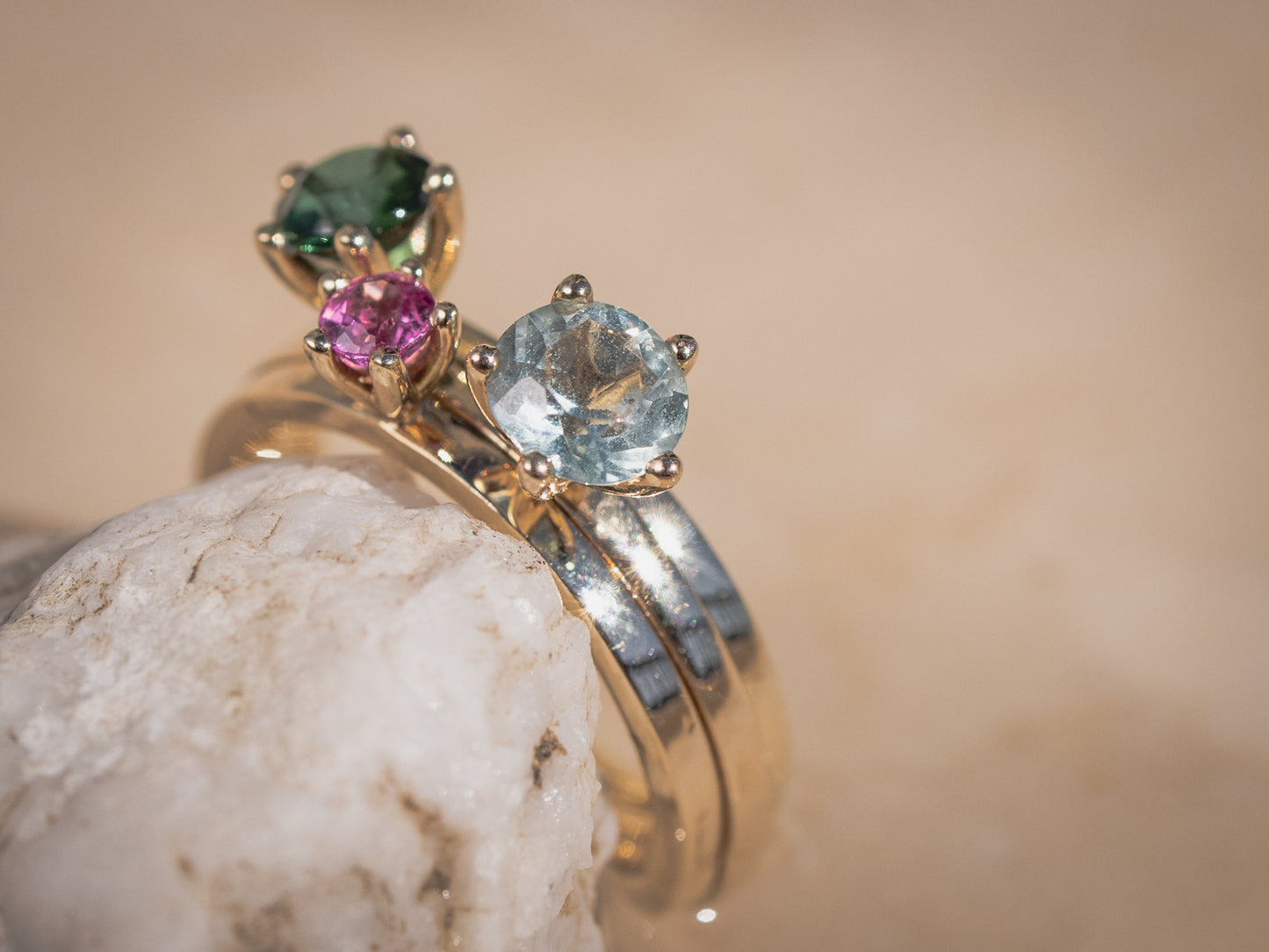 MIDI Ring - antiker Aquamarin 14k Weissgold