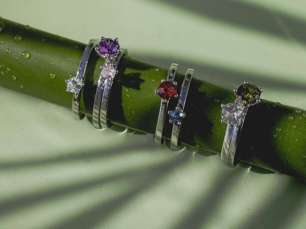 PETITE Ring- antiker Aquamarin 14k Weissgold