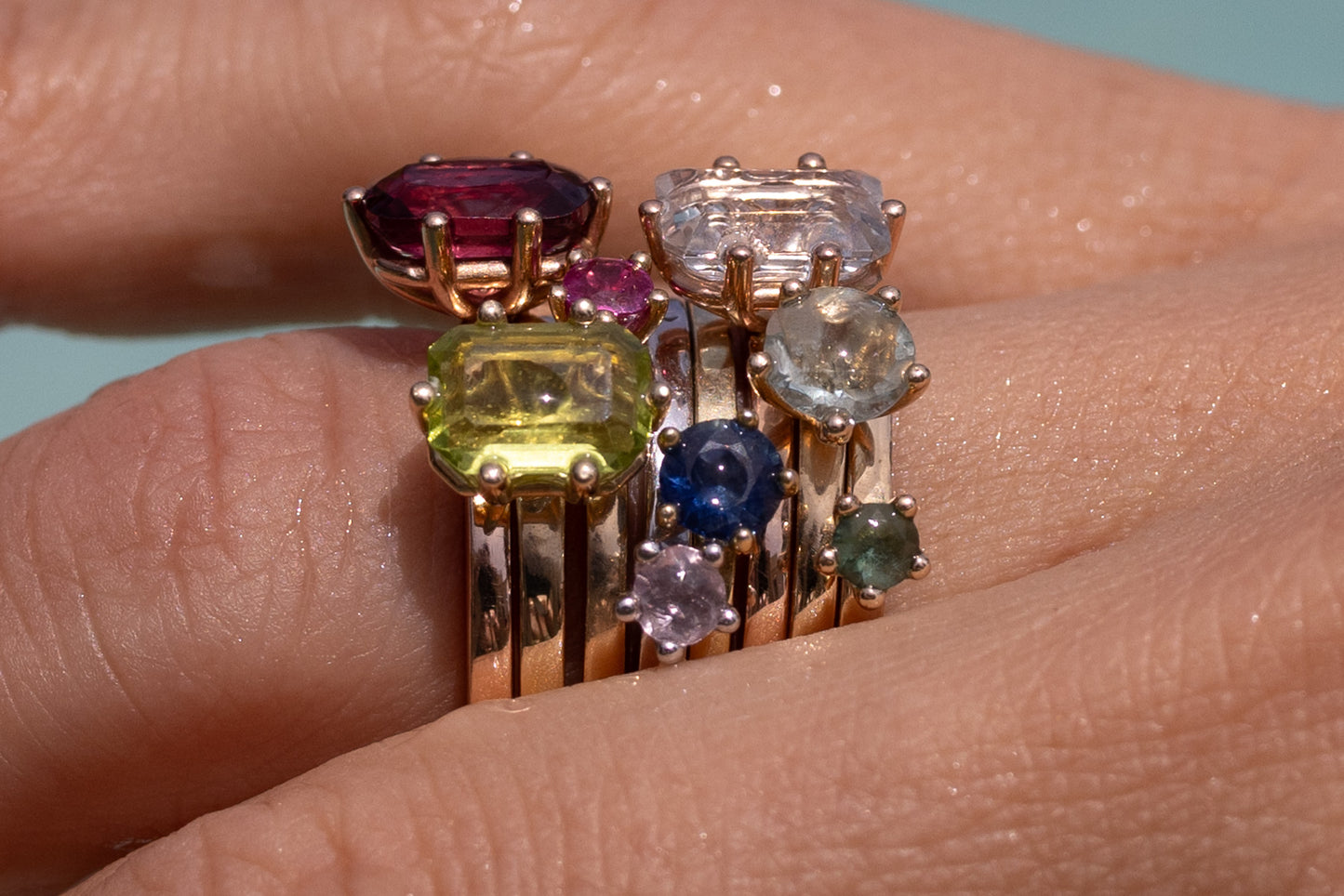 SQUARE Ring- antiker Aquamarin 14k Weissgold