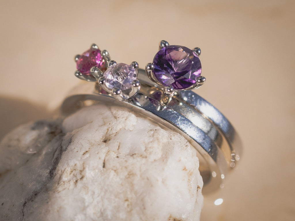 MIDI Ring- antiker Amethyst 14k Weissgold